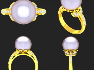 collection of 20 ladies pearl rings - 2 3D Print Model