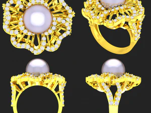 collection of 20 ladies pearl rings - 2 3D Print Model