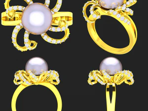 collection of 20 ladies pearl rings - 2 3D Print Model