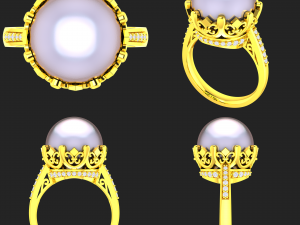 collection of 20 ladies pearl rings - 2 3D Druckmodell