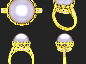 collection of 20 ladies pearl rings - 2 3D Print Model