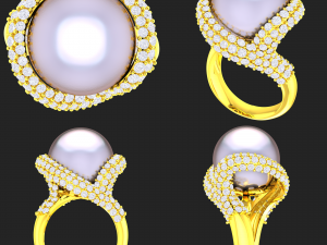 collection of 20 ladies pearl rings - 2 3D Druckmodell