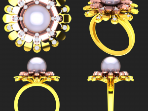 collection of 20 ladies pearl rings - 2 3D Druckmodell