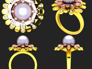 collection of 20 ladies pearl rings - 2 3D Print Model