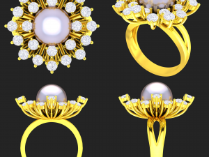 collection of 20 ladies pearl rings - 2 3D Druckmodell