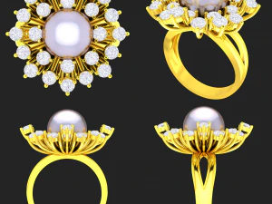 collection of 20 ladies pearl rings - 2 3D Print Model