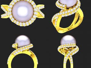 collection of 20 ladies pearl rings - 2 3D Druckmodell
