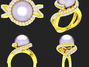collection of 20 ladies pearl rings - 2 3D Print Model