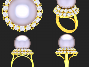 collection of 20 ladies pearl rings - 2 3D Druckmodell