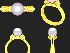 collection of 20 ladies pearl rings - 2 3D Print Model