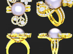 collection of 20 ladies pearl rings - 2 3D Print Model