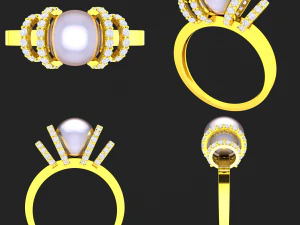 collection of 20 ladies pearl rings - 2 3D Print Model