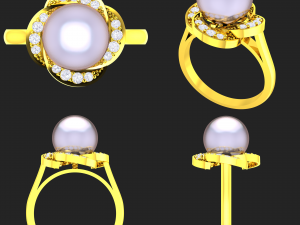 collection of 20 ladies pearl rings - 2 3D Druckmodell