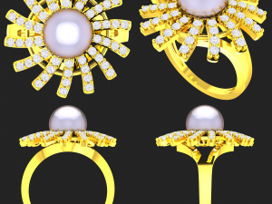 collection of 20 ladies pearl rings - 2 3D Druckmodell