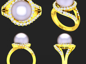 collection of 20 ladies pearl rings - 2 3D Print Model