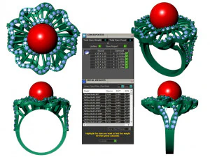 collection of 20 ladies pearl rings - 2 3D Print Model