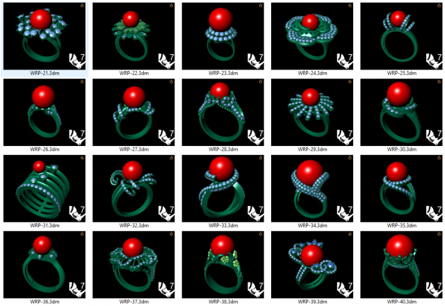 collection of 20 ladies pearl rings - 2 3D Druckmodell .c4d .max .obj .3ds .fbx .stl .blend