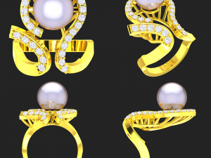 collection of 20 ladies pearl rings - 3 3D Druckmodell
