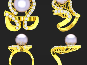 collection of 20 ladies pearl rings - 3 3D Print Model