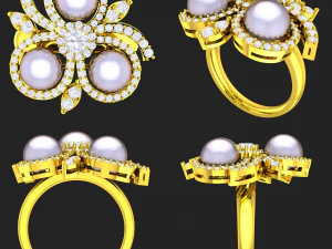 collection of 20 ladies pearl rings - 3 3D Print Model