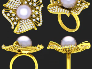 collection of 20 ladies pearl rings - 3 3D Print Model