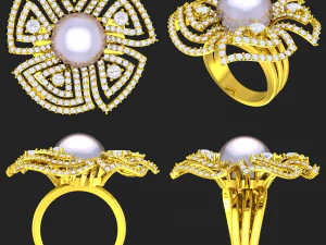collection of 20 ladies pearl rings - 3 3D Print Model