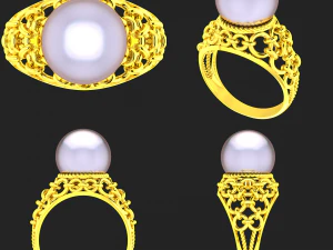 collection of 20 ladies pearl rings - 3 3D Print Model