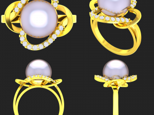 collection of 20 ladies pearl rings - 3 3D Druckmodell