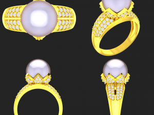 collection of 20 ladies pearl rings - 3 3D Druckmodell