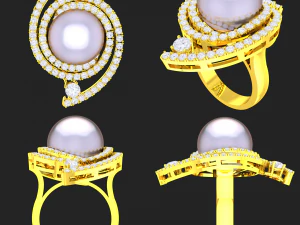 collection of 20 ladies pearl rings - 3 3D Print Model