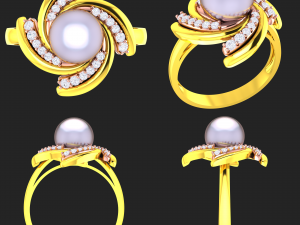 collection of 20 ladies pearl rings - 3 3D Druckmodell