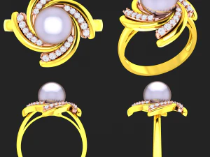 collection of 20 ladies pearl rings - 3 3D Print Model