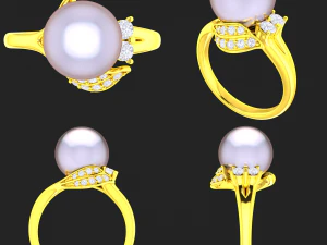 collection of 20 ladies pearl rings - 3 3D Print Model