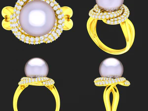 collection of 20 ladies pearl rings - 3 3D Print Model