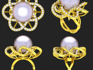 collection of 20 ladies pearl rings - 3 3D Print Model