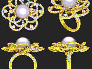 collection of 20 ladies pearl rings - 3 3D Druckmodell