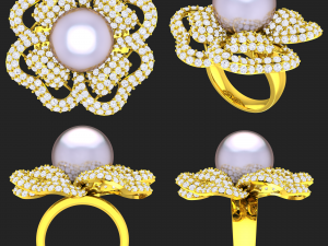 collection of 20 ladies pearl rings - 3 3D Druckmodell