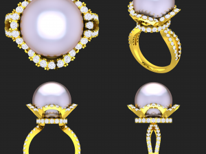 collection of 20 ladies pearl rings - 3 3D Druckmodell