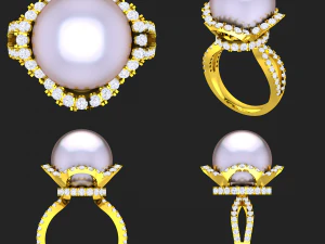 collection of 20 ladies pearl rings - 3 3D Print Model