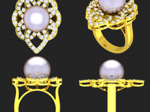 collection of 20 ladies pearl rings - 3 3D Druckmodell
