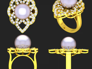 collection of 20 ladies pearl rings - 3 3D Print Model