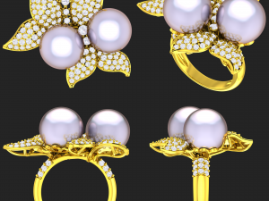 collection of 20 ladies pearl rings - 3 3D Druckmodell