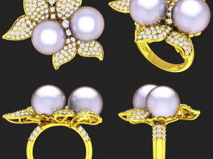 collection of 20 ladies pearl rings - 3 3D Print Model