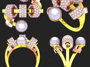 collection of 20 ladies pearl rings - 3 3D Print Model