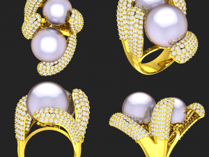 collection of 20 ladies pearl rings - 3 3D Druckmodell