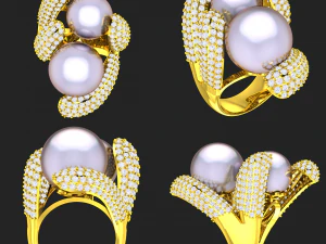 collection of 20 ladies pearl rings - 3 3D Print Model