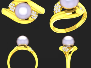 collection of 20 ladies pearl rings - 3 3D Print Model