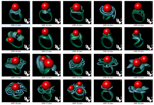 collection of 20 ladies pearl rings - 3 3D Druckmodell .c4d .max .obj .3ds .fbx .stl .blend