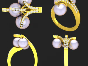 collection of 20 ladies pearl rings - 4 3D Print Model