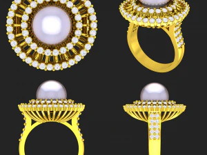 collection of 20 ladies pearl rings - 4 3D Print Model